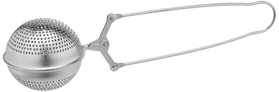 ExcelSteel Stainless Steel Grip Press Tea Scooping Ball, Silver