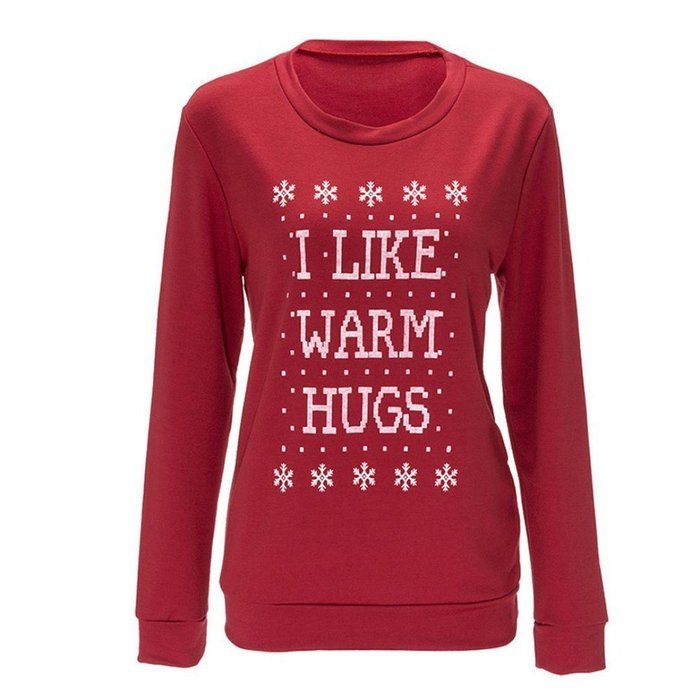 Xmas Pullover Shirt,Morecome Womens Christmas Printing Off Shoulder Sweatshirt (S, Red) N12
