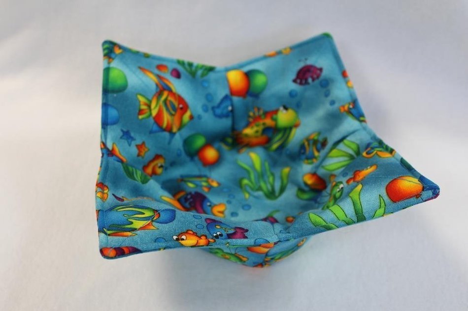 Microwave Bowl Cozy Bowl Potholder Reversible Fish N3