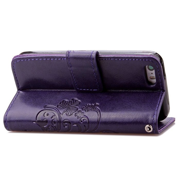 iPhone 5C Case, iPhone 5C Wallet Case,PHEZEN Four Leaf Clover Flower Design PU Leather Wallet Case Stand Flip... N42