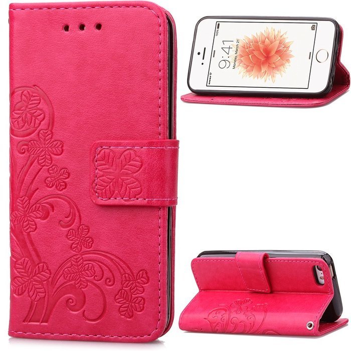 iPhone 5C Case, iPhone 5C Wallet Case,PHEZEN Four Leaf Clover Flower Design PU Leather Wallet Case Stand Flip... N43