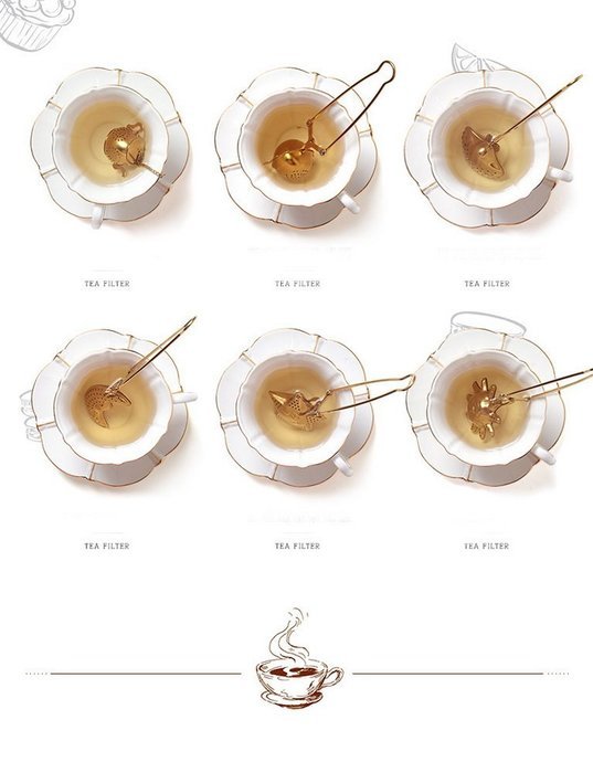 Creativity Gold Stainless Steel Quality Tea Infuser Clip - Star / Moon / Sun / Shell / Teapot N6