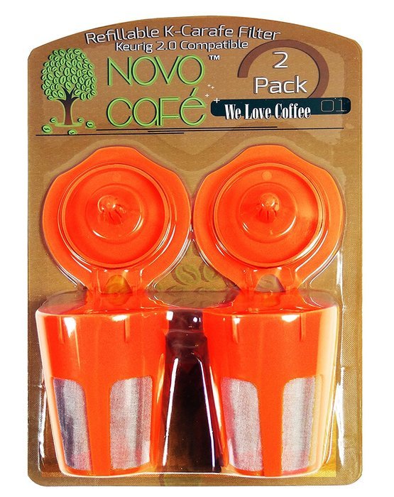 Novo Cafe 2 Pack of Premium Reusable K-Carafe Coffee Filter for Keurig 2.0 N4