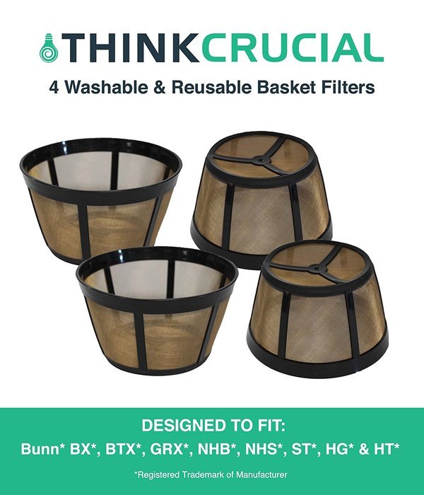 4 Bunn Replacement Washable Basket Coffee Filter Fits Models:BX, BTX, GRX, NHB, NHS, ST, HG & HT, Designed & Engineered...