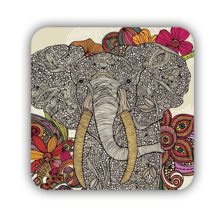 Generic Cup Mat Print Colorful Elephant Drawing 1 Mdf Material Original N6