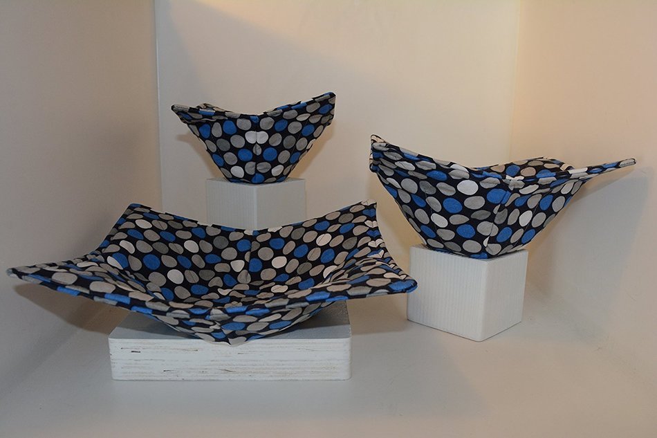Microwave Bowl Cozies // Set of 3 // 1 Small Bowl Cozy // 1 Medium Bowl Cozy // 1 Dinner Plate Cozy // Vivid Polka... N5