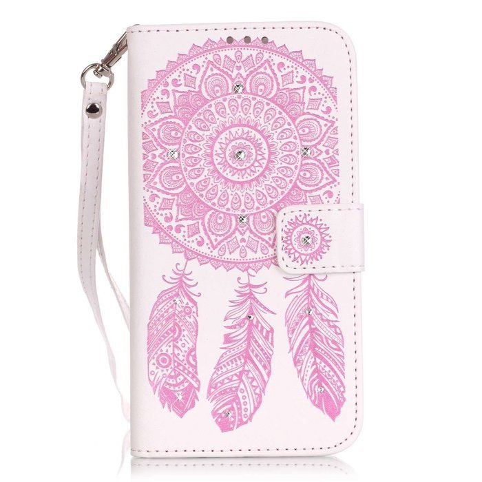 iPhone 7 Case, PHEZEN Dream Catcher Design Bling Diamond PU Leather Wallet Case [Magnetic Closure] [Credit Card... N13