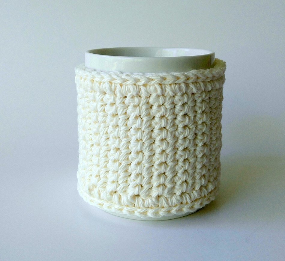 Coffee Cozy Crochet Cotton Coffee Mug Cozy Cream N3