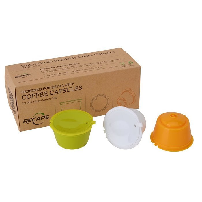 RECAPS 3 Cups/pack Refillable Dolce Gusto Coffee Capsule Refilling More Than100 Times Reusable for Nescaf&eacute; Dolce... N4