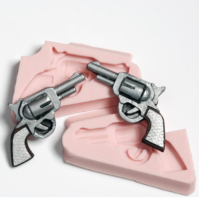 Crossed Pistol Silicone Mold Set Easy to use with Fondant, Chocolate, Candy, Resin, Clay, Soap and Wax N5
