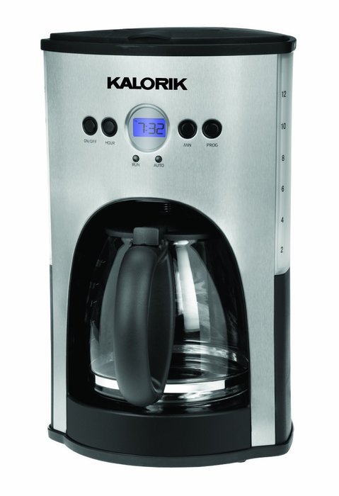 Kalorik 1000-Watt 12-Cup Programmable Coffeemaker, Stainless Steel/Black