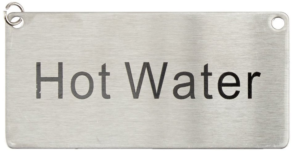 Winco SGN-204 Stainless Steel Chain Sign, "Hot Water"