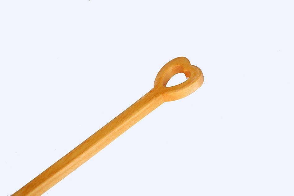 Honey Land Set of 2 Wooden Honey Dipper Stick, Heart-Shaped Handle, 4 Inch Dispenser, Drip and Drizzle, 100% Natural... N8