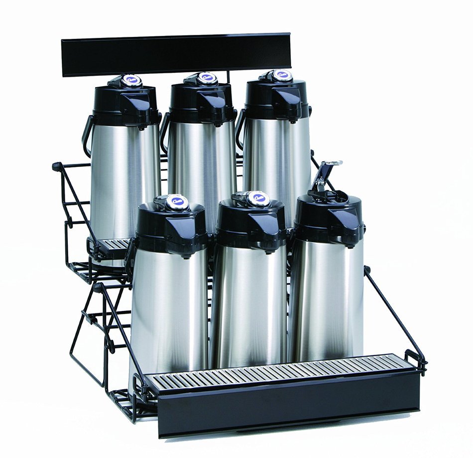 Wilbur Curtis 6 Position Wire Airpot Rack - Compact Design with Integral Drip Tray - WR6B0000 (Each)