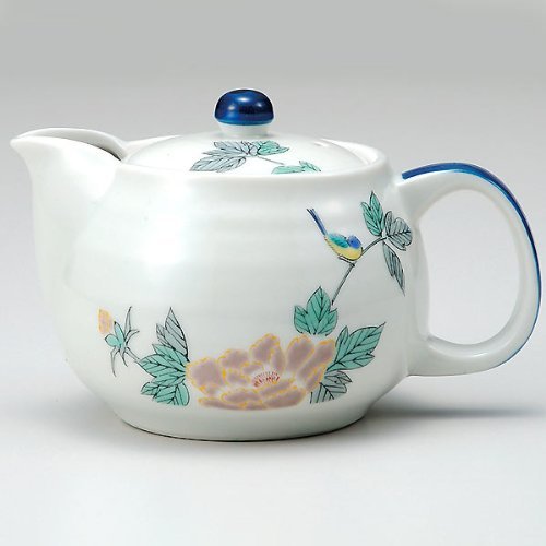 Kutani pottery teapot pot small bird (with tea strainer)