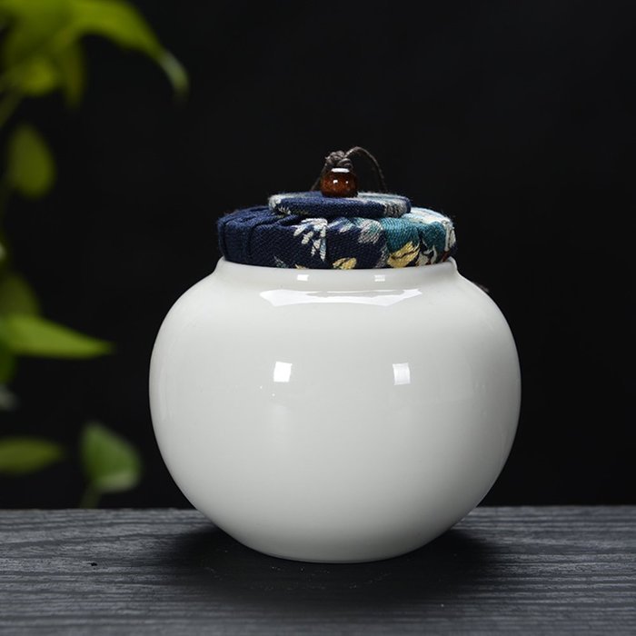 XDOBO China Ceramic High Capacity Square Tea Tin Seal Pot Tea Storage Canister (A) N3