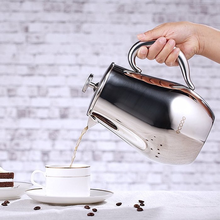 Ecooe Double Wall French Press Coffee Tea Maker Coffee Press Pot With Stainless Steel (1 liter, 34 oz) N4
