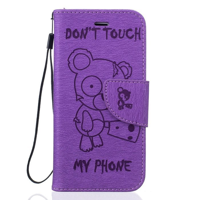 iPhone 7 Plus Case, iPhone 7 Plus Wallet Case,PHEZEN Cute Bear Don't Touch My Phone Design PU Leather Wallet Case... N104