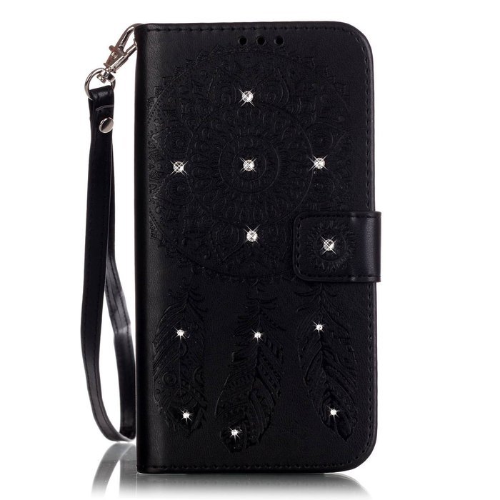 iPhone 7 Case, PHEZEN Dream Catcher Design Bling Diamond PU Leather Wallet Case [Magnetic Closure] [Credit Card... N24