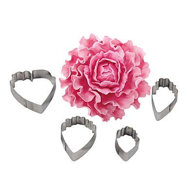 Sher FOUR-C 4pcs Stainless Steel Heart Peony Flower Biscuit Cake Cookie Cutters Baking Mould Cookie Fondant Decorating... N2