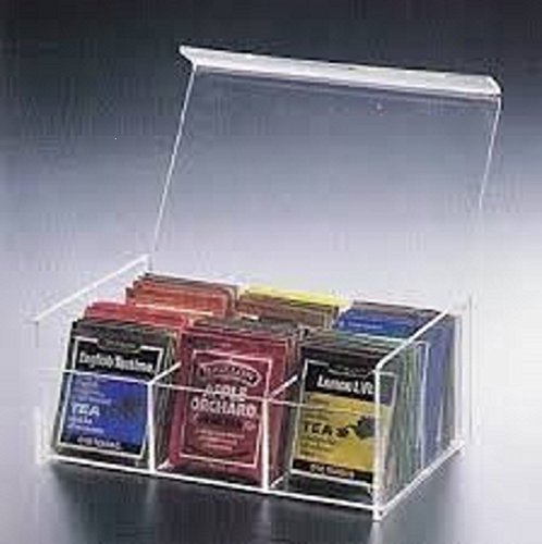 Home-X Compact Acrylic Tea Bag Box. 6 Sections