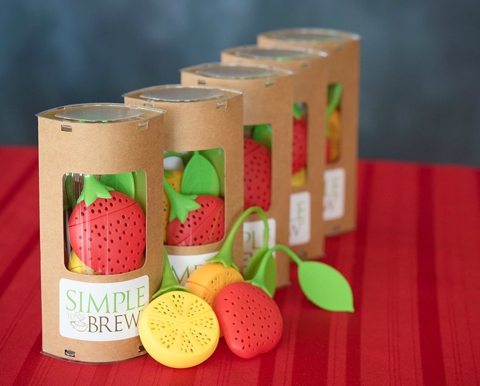 Tea Infuser Set of 3 Cute Silicone Tea Strainers by Simple To Brew, Strawberry Lemon and Orange Tea Infusers for... N3