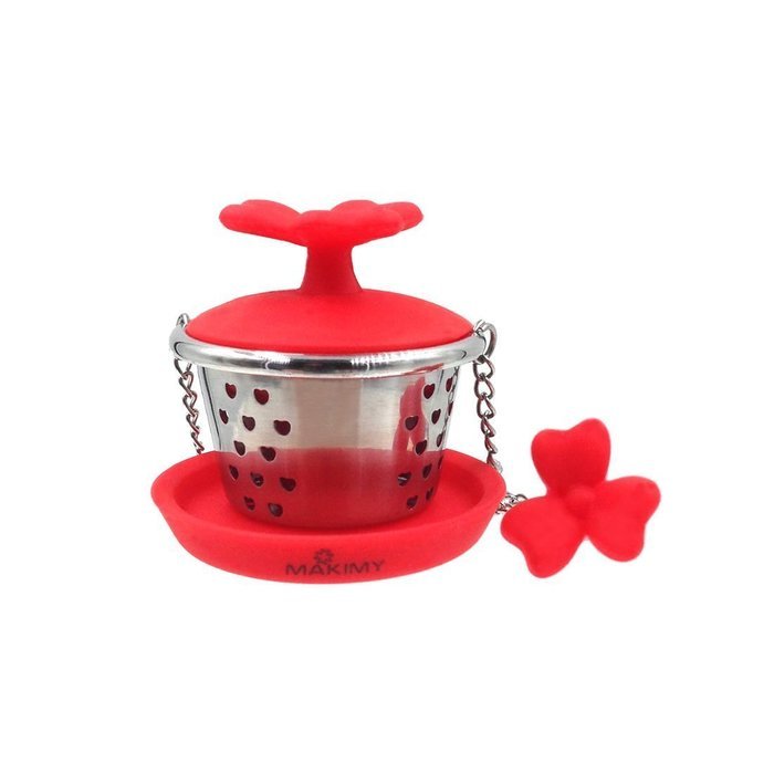Makimy Clover Tea Infuser - Fuchsia - The Perfect Tea Steeper with Drip Tray - Best Tea Strainer for Loose Leaf... N2
