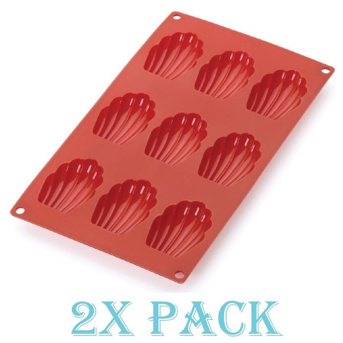 2 Pack X 9-Cavity Medium Silicone Mold for Homemade Madeleine Cookies, Chocolate, Candy, and More (Ships From...