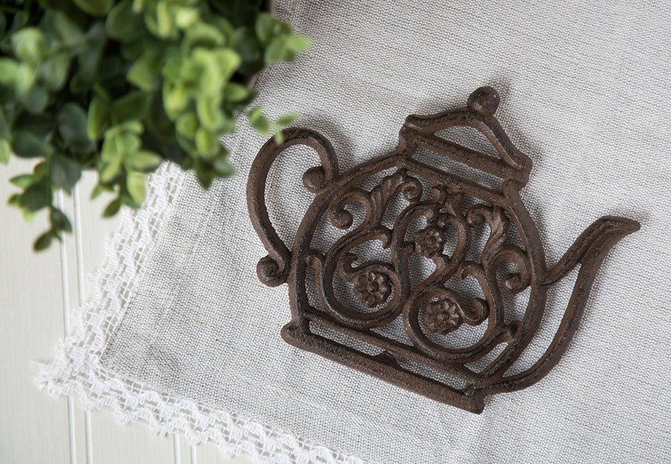 Cast Iron Trivet | Vintage Tea Pot | Decorative Cast Iron Trivet For Kitchen Or Dining Table | 7.7x6.3" | With... N2