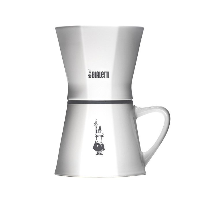 Bialetti 6750 2 Cup Porcelain Pourover Coffee Dripper with Mug, White N4