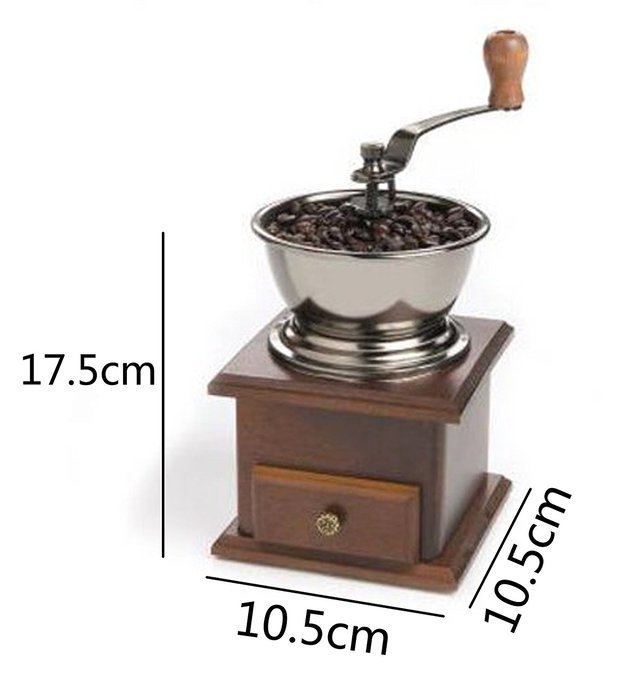 PuTwo B019XIUCZM Coffee Grinder Burr Coffee Grinder Stainless Steel with Ceramic Hand Crank, Wooden N3