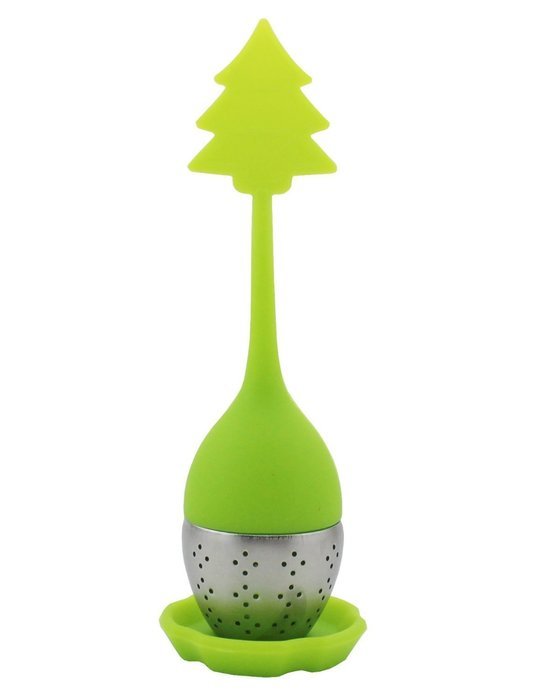 Zicome Silicone Loose Tea Leaf Infuser Strainer with Drip Tray, Merry Christmas Theme