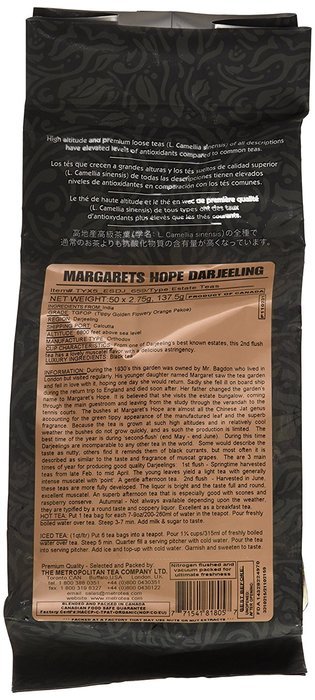 Metropolitan Tea 50 Count Pyramid Shaped Teabags, Margaret's Hope N4