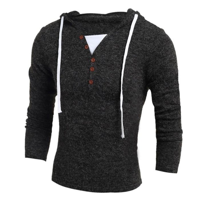 Men's Blouse,Laimeng Cotton Blend Autumn Winter Fashion Hooded Sweater Top Blouse (L, Wine Red) N6