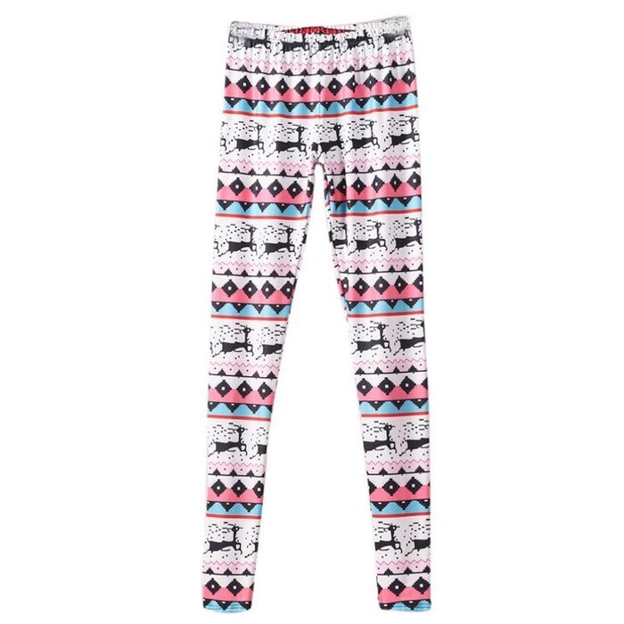 PHOTNO Casual Women Lady Skinny Geometric Print Stretchy Jegging Pants Slim Leggings N118