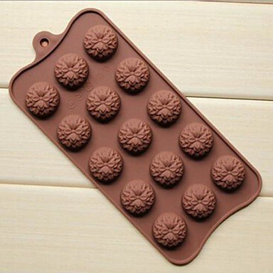 Sher 15 Hole Sunflower Shape Cake Ice Jelly Chocolate Molds,Silicone 22&iexcl;&Aacute;10.5&iexcl;&Aacute;1.5 CM(8.7&iexcl;&Aacute;4.1&iexcl;&Aacute;0.6 INCH) N2