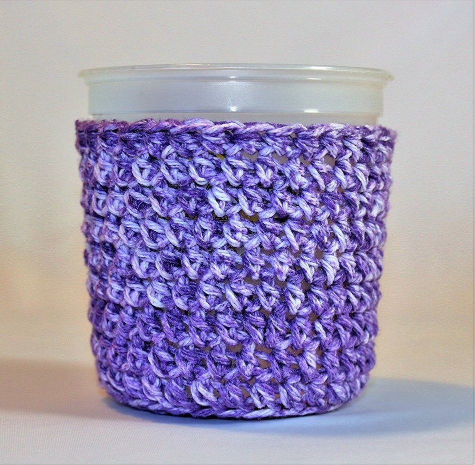 Handmade Crochet Ice Cream Pint Cozy in Purple Splash N2