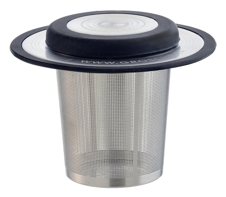 GROSCHE London Drop In Ultra Fine Laser Cut Stainless Steel Tea Infuser (Brew-in-cup infuser) with lid, trivet... N7