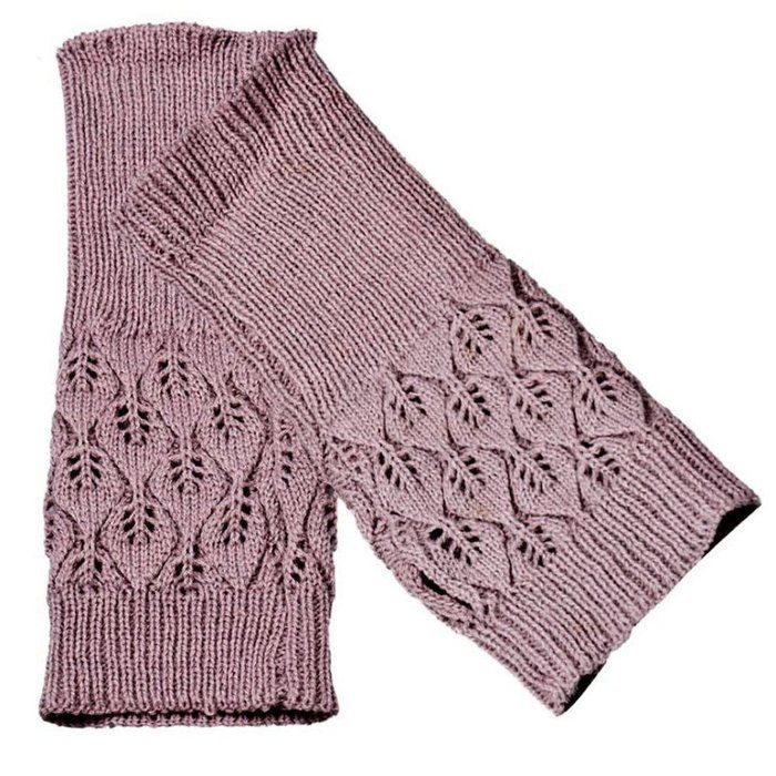 Hollow Out Leaves Knitted Gloves,Morecome Fashion Women Girl Knitted Gloves (Purple) N12