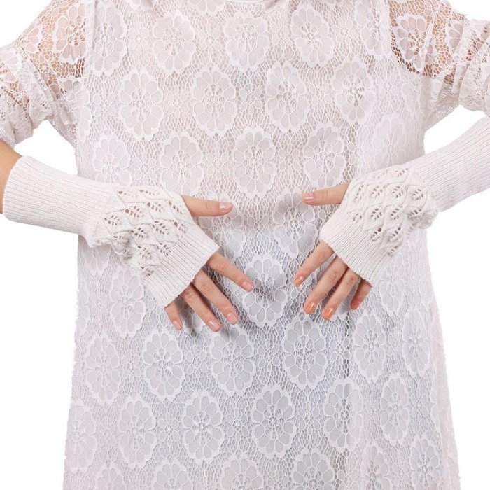 Hollow Out Leaves Knitted Gloves,Morecome Fashion Women Girl Knitted Gloves (Purple) N13