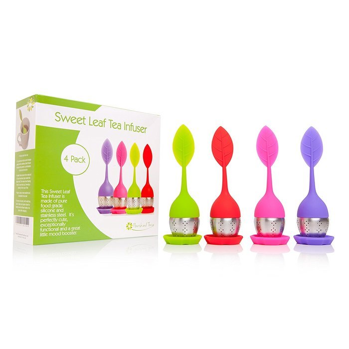 Set of 4, Sweet Leaf Tea Infusers, Red, Green, Pink, Purple Multipack, Loose Leaf and Herbal