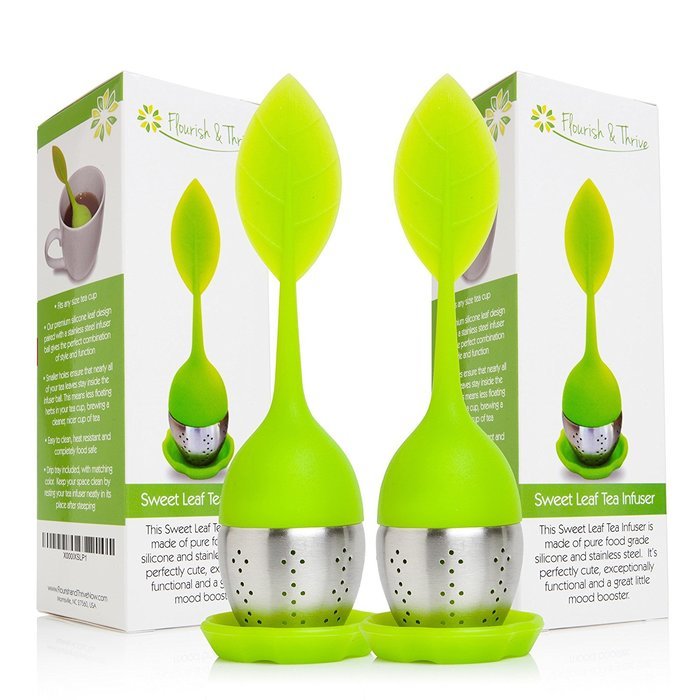 Loose Leaf Herbal Tea Infuser, Strainer Scoop 2-pack, multipack, gourmet gift set - 2 Green N2