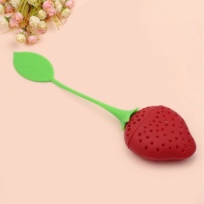 Refaxi&reg;2pcs Cute Strawberry Silicone Loose Tea Leaf Strainer Herbal Spice Filter Red