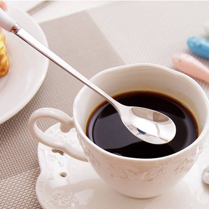Ceramics Stainless Steel Tableware Creative 5-pieces Coffee Scoops Stirring Sugar Tea Spoons N14