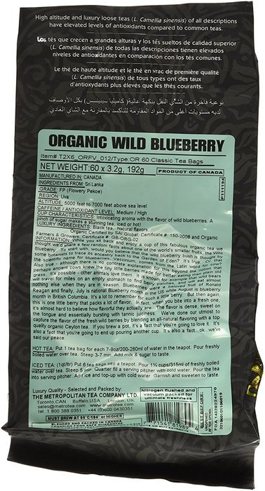 Metropolitan Tea 60 Count Classic Teabags, Wild Blueberry N4