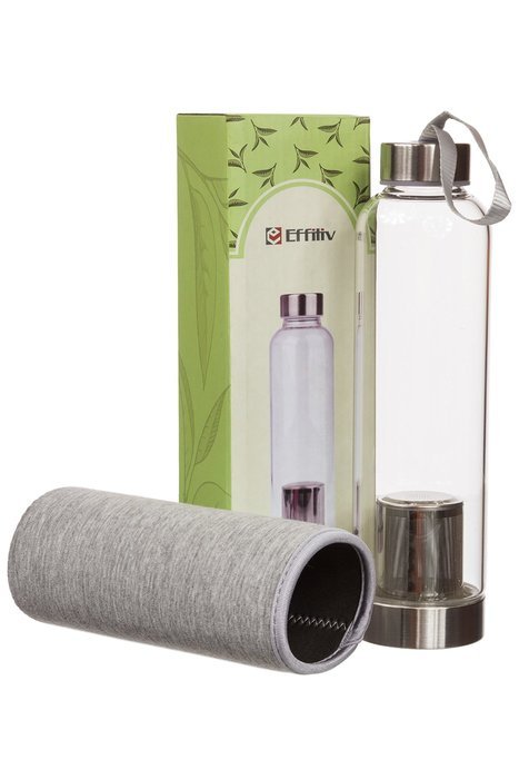 Hot or Cold Glass Tea Tumbler Bottle &ndash; Borosilicate Glass Tea Mug &ndash; Glass Water Bottle with Flavor Dispenser Cup... N14