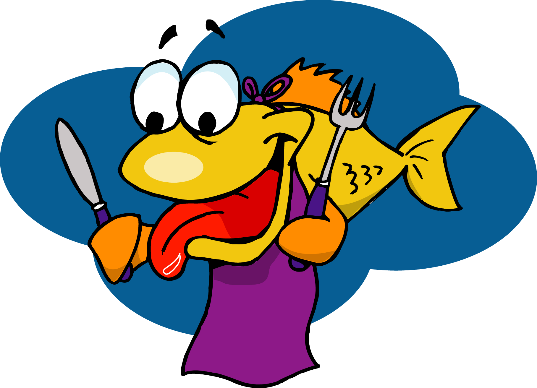 cartoon-yellow-fish-getting-ready-for-lunch-free-image-download
