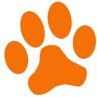 orange dog paw print