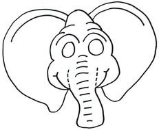 head of a elephant as a black and white graphic illustration