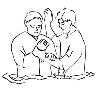 Baptism, two man in water, Clip Art
